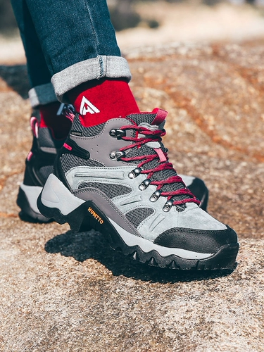 Демисезонная износостойкая мужская нескользящая внедорожная обувь для скалозалания подходит для пеших прогулок, из натуральной кожи