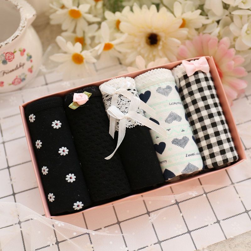 Panties Women All cotton girls Shorts Head Pure Cotton Adolescent Girls Breathable Cute Art Day Ensemble Han Sweet Beauty Lace Academy