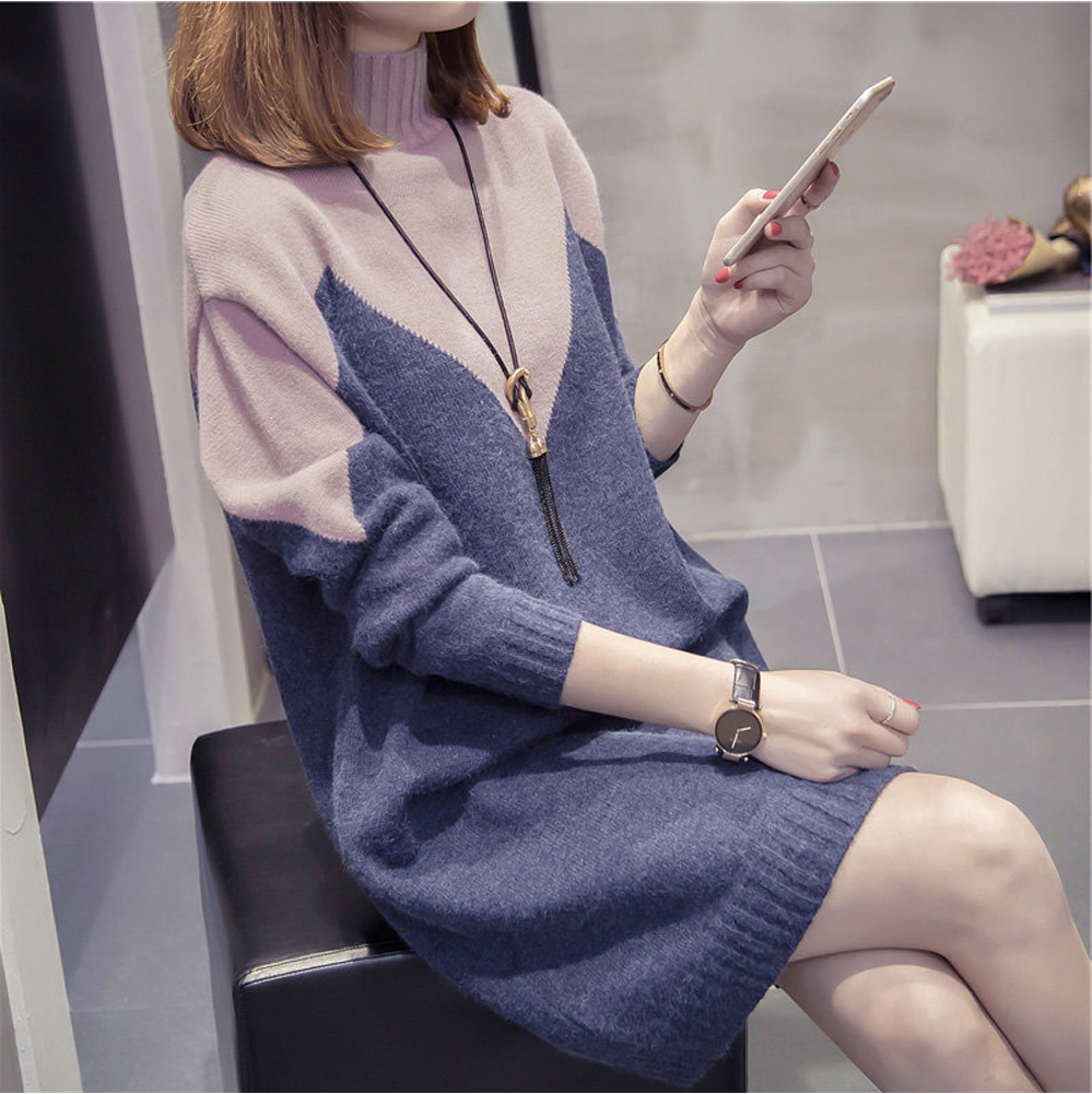 Han edition of large-code women's clothing in autumn and winter new lazy wind sweater loosely wear long knitting shirt