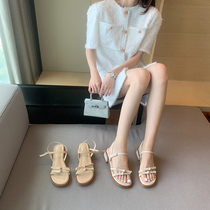 Fairy Wind Butterfly Knot with sandal women Summer 2021 Net Red Dew Toe High Heel Heels Thick Roman Shoe