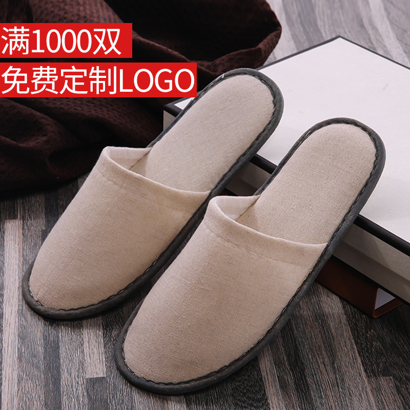Guest Rooms Hotel Disposable Items Boutique Folk Cotton Linen Anti Slip Slippers Upscale Clubhouse Slippers