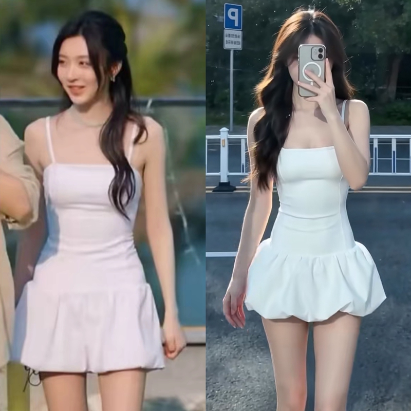 Semi-Transparent Lovers 5 Xu Lvyangliu's Same Style White Sleeveless Patchwork Floral One-Piece Dress, Lightweight, Breathable, and Anti-Exposure Semi-Transparent Lovers 5 Xu Lvyangliu's Same Style White Sleeveless Patchwork Floral One-Piece Dress, Lightweight, Breathable, and Anti-Exposure