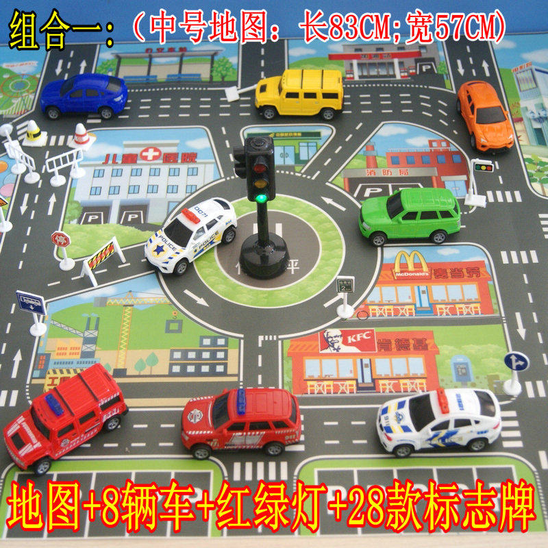 Traffic Scene Costume House Wine Toy Inertia Coasting Small Car Traffic Light Signal Light Family Parenting Sarpan Map