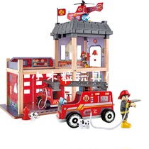 German Hape City Fire Station Parent-child Restaurant Children Emulated Home Wood Toy Game Fire Truck Model