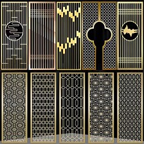 Stainless steel screen partition custom metal laser hollow carved pattern light luxury background wall living room entrance new Chinese style