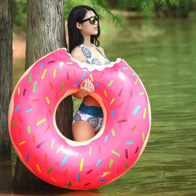 Adult lifebuoy donut thickened swimming ring children's armpit ring inflatable strawberry cake ring swimming ring