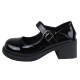 TTWuuu Thick Heel Dwarf Le Versatile British Style JK Small Leather Shoes Women's 2023 New Retro Black Mary Jane Shoes