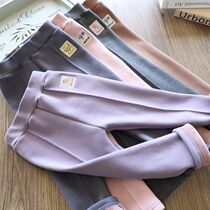 Korean version of thick 620g one velvet leggings children high waist navel elastic high waist pants baby pants winter