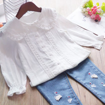 Korean version of Girls Western style big lapel shirt children cotton white base shirt Princess shirt 2020 Spring New