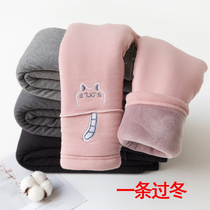 A Winter girl with three layers of thick warm leggings childrens stretch and velvet winter cotton pants 2020 new winter clothes