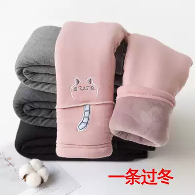 A Winter girl with three layers of thick warm inner pants children elastic plus velvet winter cotton pants 2020 new winter clothes
