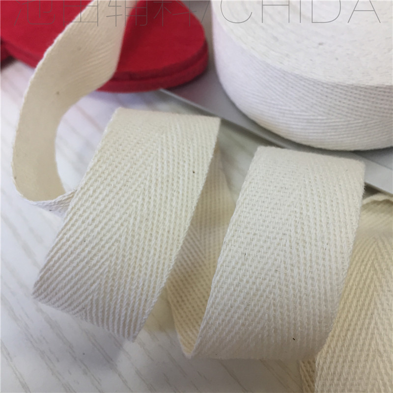 Quality pure cotton webbing webbing full cotton herringbone with V veins with collar bar cribing stitch with wrapping strip canvas belt Benbai 50 m roll