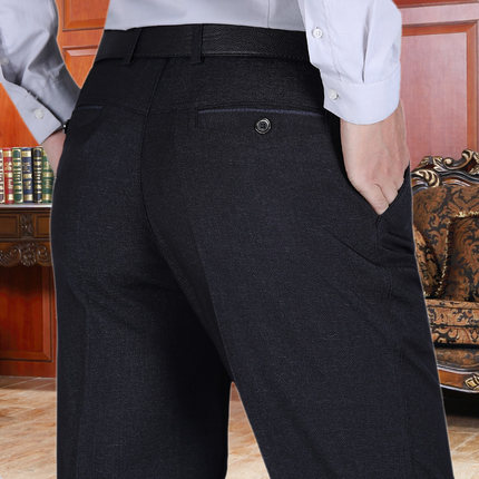 高腰深档中老年人休闲裤男宽松秋冬厚款爸爸裤