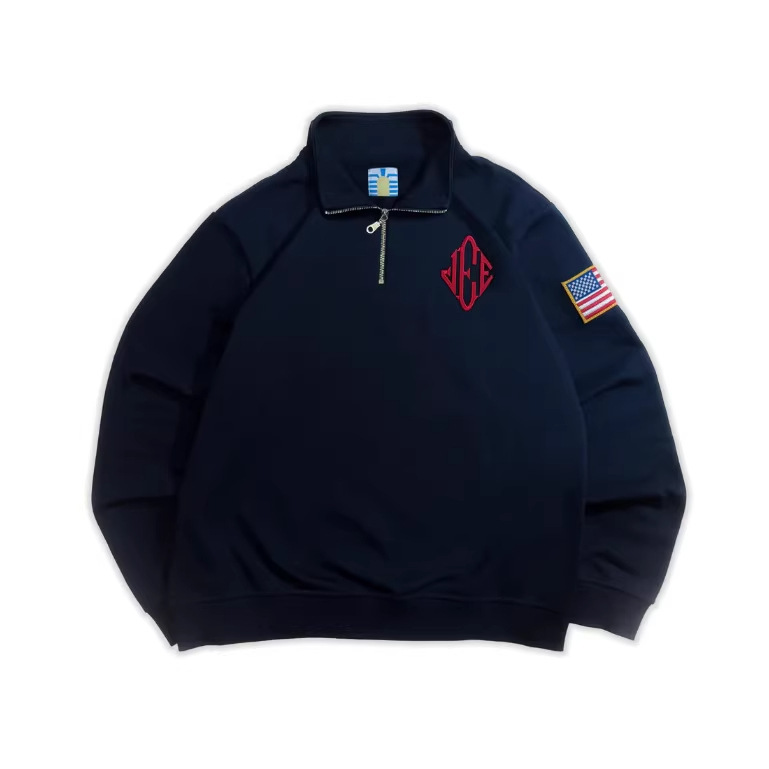 Epstein Ace Sweatshirt Epstein Ace Embroidered Sweatshirt Preppy Style Half-Zip Jacket