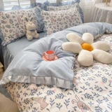 Демисезонный хлопковый брендовый свежий комплект, простыня, пододеяльник для принцессы, 4 предмета, в корейском стиле