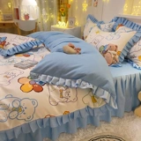 Хлопковый комплект, кровать для принцессы, простыня, пододеяльник, 4 предмета