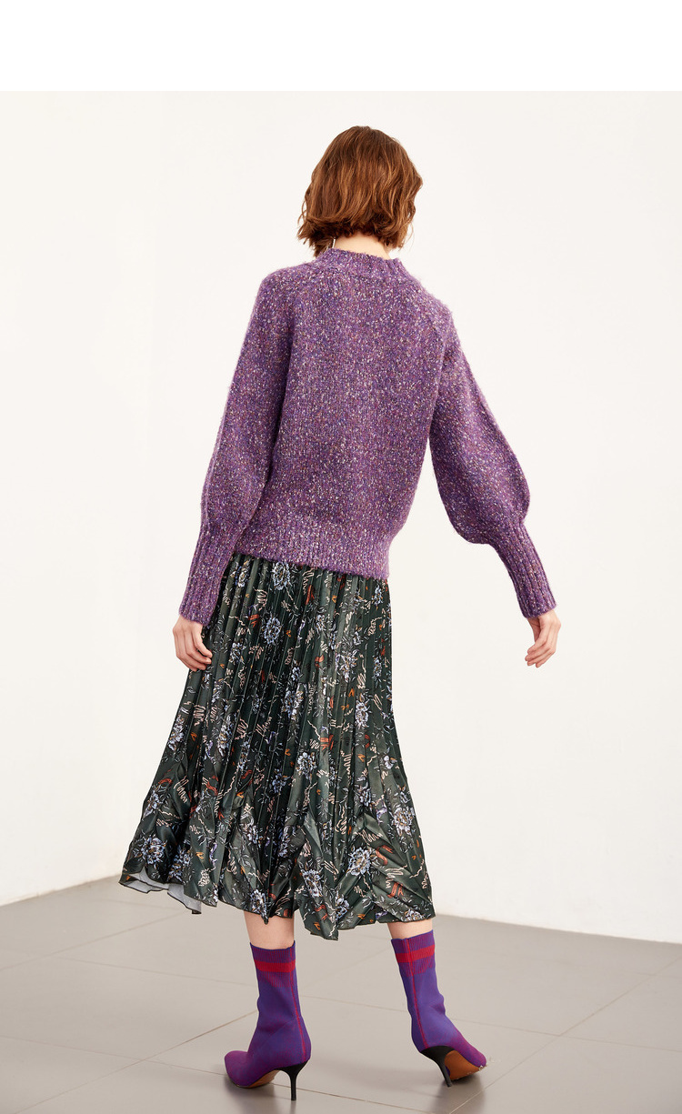 * Bán trước Lily2018 quần áo phụ nữ mới Màu tím nhạt tay áo lỏng lẻo áo len lỏng áo len len áo cardigan nữ
