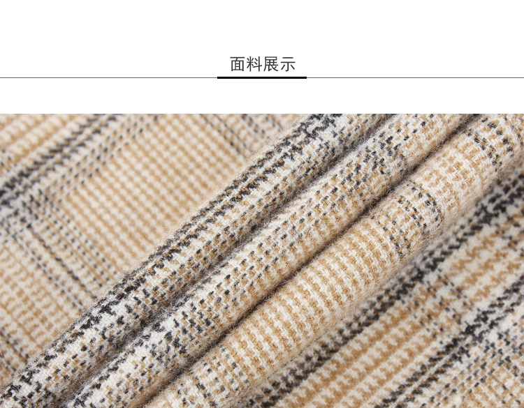 Lily2018冬新款女装A型轮廓,腰包设计,复古格纹时髦腰包半身裙格子毛呢中裙