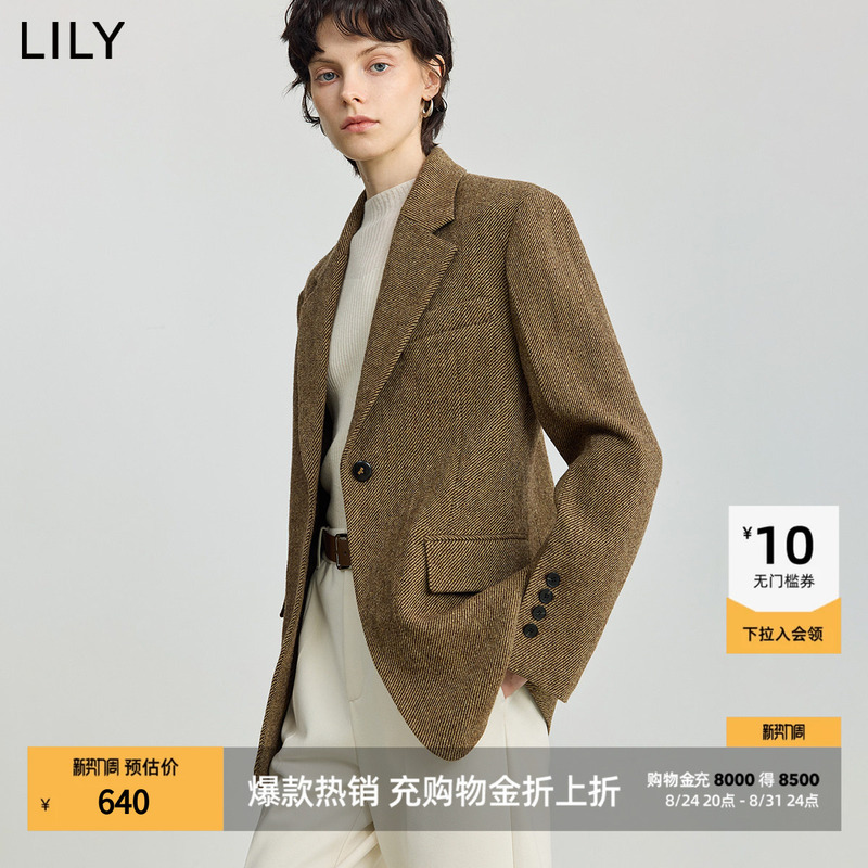 Lily 100% Sheep Wool Blazer for Women 2025 New Autumn and Winter Old Money Style Thickened Casual Suit Jacket Lily 100% Sheep Wool Blazer for Women 2025 New Autumn and Winter Old Money Style Thickened Casual Suit Jacket