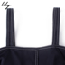 Lily2019 mùa hè mới phụ nữ khí chất dụng cụ thắt lưng thắt lưng Slim navy màu xanh có thể tháo rời dây đeo 7984 - Váy eo cao 	váy suông cột dây eo Váy eo cao