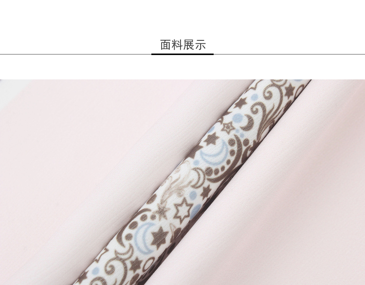 Lily2019夏新款女装粉色印花仙女度假系带收腰修身长袖连衣裙高腰收腰,定位花型,浪漫很仙