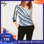 Lily2019 mùa hè mới của phụ nữ khí chất eo thon giảm béo áo sơ mi nữ sọc retro phong cách 8946 - Áo sơ mi sơ mi trắng nữ