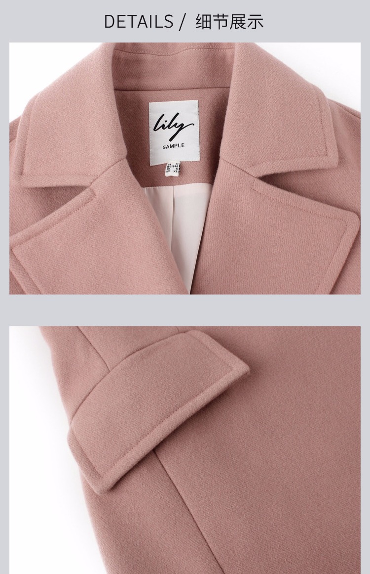 103Lily Winter New Women Màu áo liền thân Thắt lưng Eo dài Dài Áo len dài đến đầu gối áo dạ măng tô nữ đẹp
