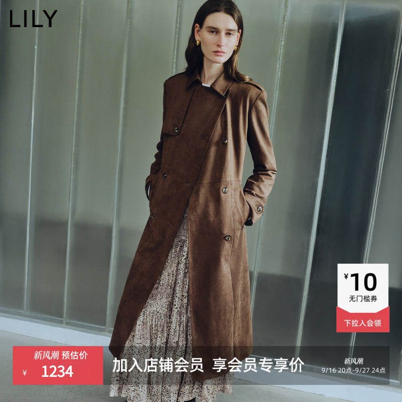 [Same Style as in the Mall] Lily 2026 Autumn New Vintage Old Money Style Double-Breasted Lapel Oversized Trench Coat for Women