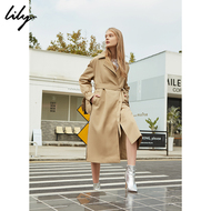 Lily kinh doanh đi lại tie áo gió kaki eo áo dài 2018 mùa thu phụ nữ 118119C1901 áo dạ nữ dáng dài hàn quốc
