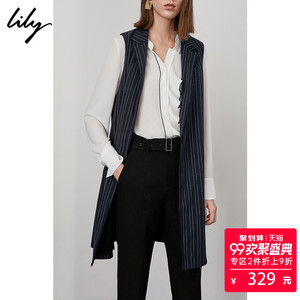 Lily2018 mùa thu mới của phụ nữ kinh doanh đi làm sọc dài thẳng thẳng vest 118339C0904