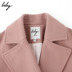 103Lily Winter New Women Màu áo liền thân Thắt lưng Eo dài Dài Áo len dài đến đầu gối áo dạ măng tô nữ đẹp Accentuated eo áo