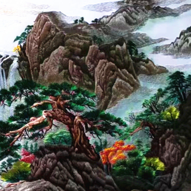 Вышивка Сучжоу 苏州镇湖刺绣成品客厅画客厅酒店挂画开业礼品山水青山碧水共云天