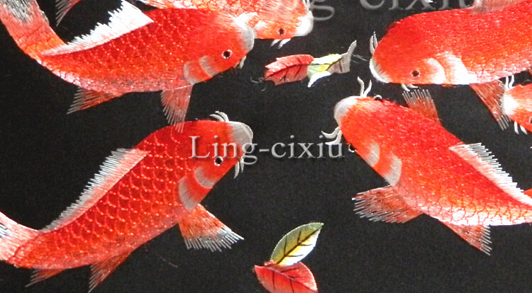 Вышивка Сучжоу 艺绣源苏绣礼品成品客厅画刺绣装饰画蜀绣湘绣九鱼图荷花富贵有余