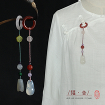  Dani original Gospel]Natural agate gourd step swing pendant cheongsam pressed lapel Hanfu pendant gift