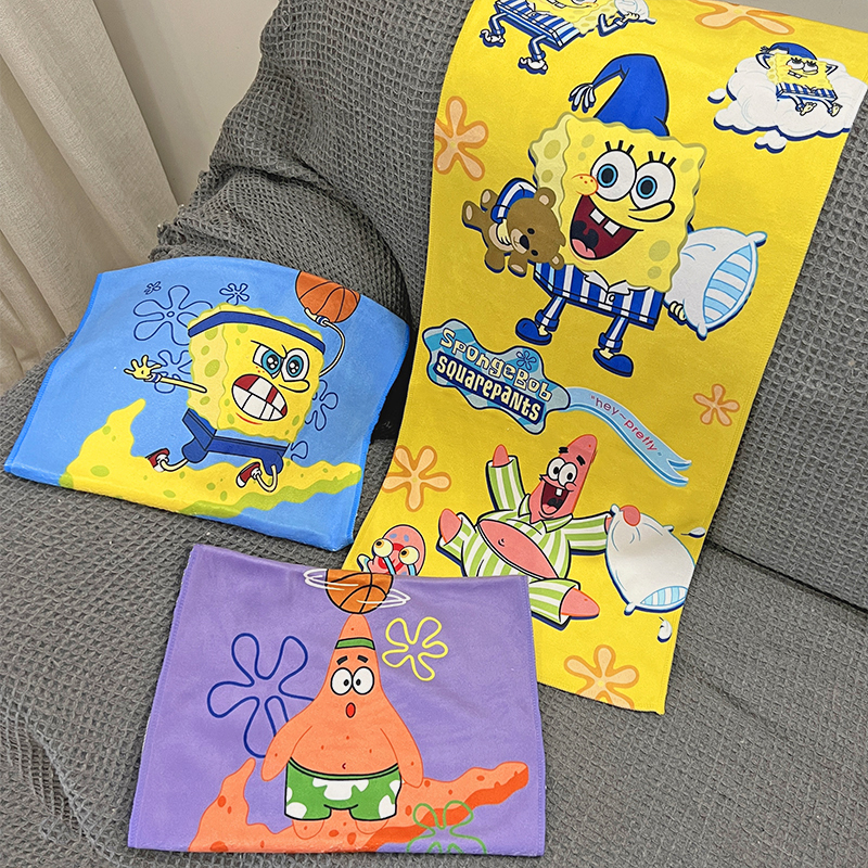 Cartoon Spongebob Squarepants Patrick Star Best Friends Face Towel Bath Towel Men and Women Couple Children Sports Towel Cartoon Spongebob Squarepants Patrick Star Best Friends Face Towel Bath Towel Men and Women Couple Children Sports Towel