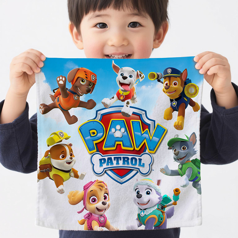New Paw Patrol Children's Face Towel, Square Towel, Saliva Towel, Handkerchief, Soft Hand Towel, Non-Cotton