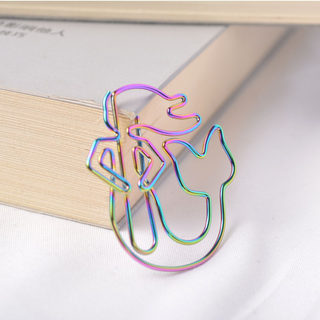 Colorful Creative Paper Clip Mermaid ins Style Rainbow Electroplated Metal Fun File Clip Cute Paper Clip