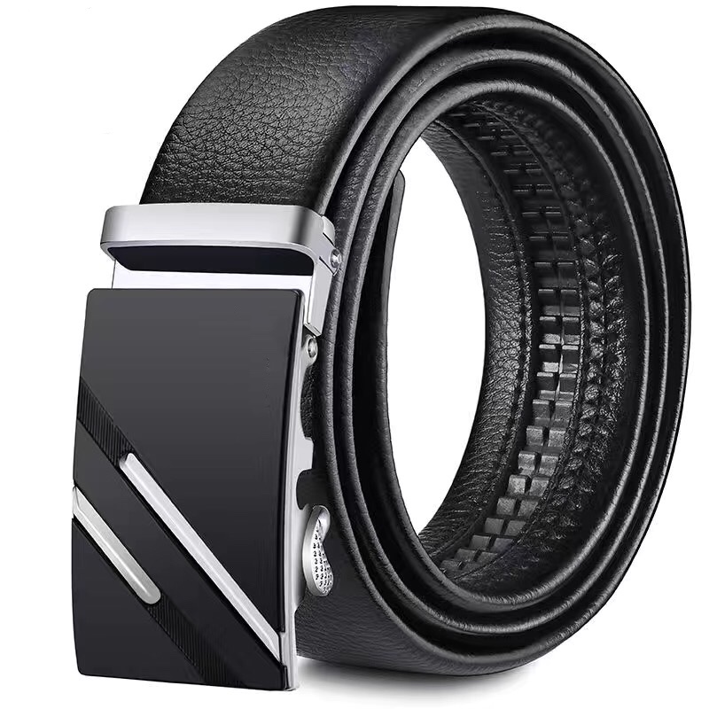 Men's Belt Soft Leather Belt Automatic Buckle Belt Young and Middle-aged Business Korean Trend Casual Fashion Belt