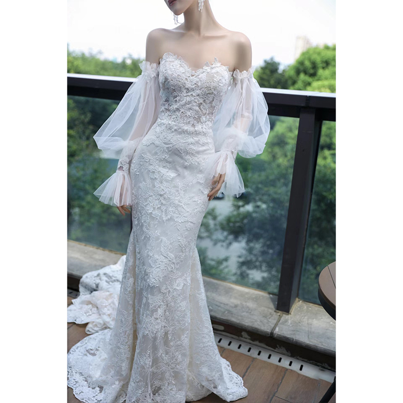 Lace wedding dress, open shoulders,  Lace wedding dress, open shoulders,