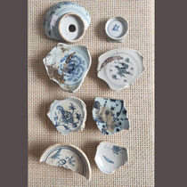 Ming and Qing blue and white porcelain fragments bowl bottom ancient porcelain fragments real bags old objects porcelain specimens old porcelain pieces polished