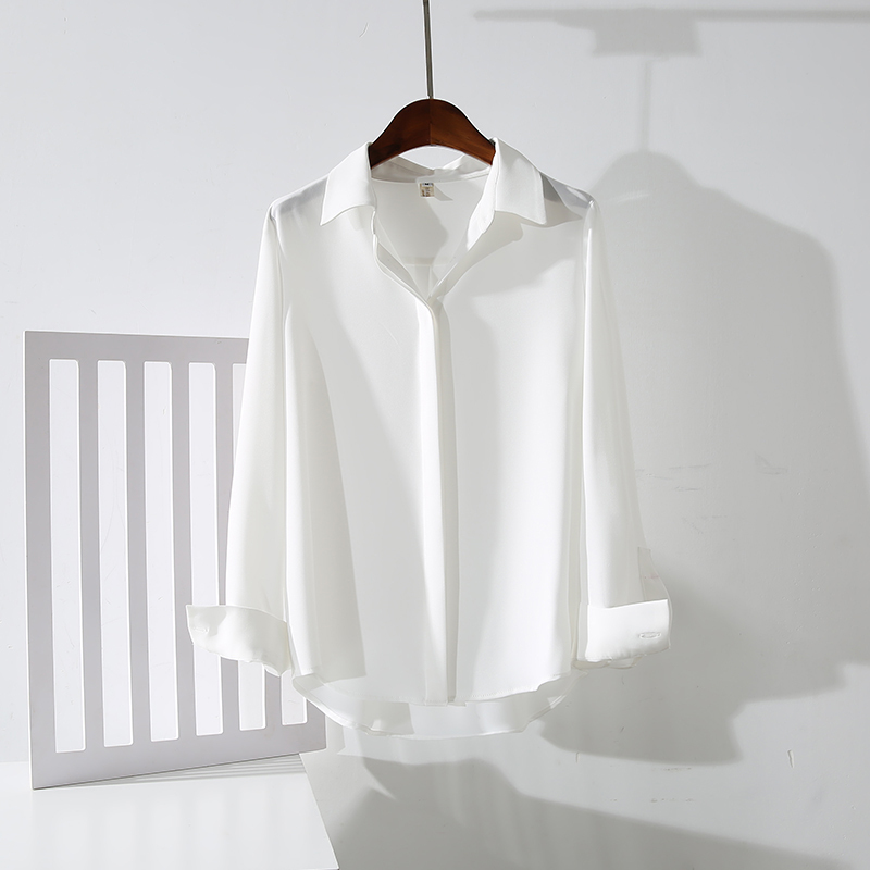 Anti-Wrinkle White Chiffon Shirt for Women, Long-Sleeved, New Summer Style, Fashionable and Stylish Design, Niche Drape, Sun Protection Shirt Anti-Wrinkle White Chiffon Shirt for Women, Long-Sleeved, New Summer Style, Fashionable and Stylish Design, Niche Drape, Sun Protection Shirt