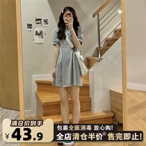 Summer 2022 new gray waist thin short skirt small girly french polo dress female summer