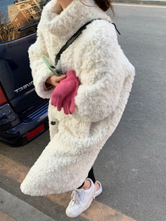 2022 autumn and winter new rex ​​rabbit fur imitation fur coat women's loose thickened lamb fur coat mid-length