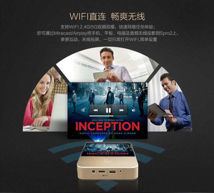 Máy chiếu văn phòng mini ZTE / ZTE Spro2 tại nhà HD / Máy chiếu LED điện thoại di động WiFi spike