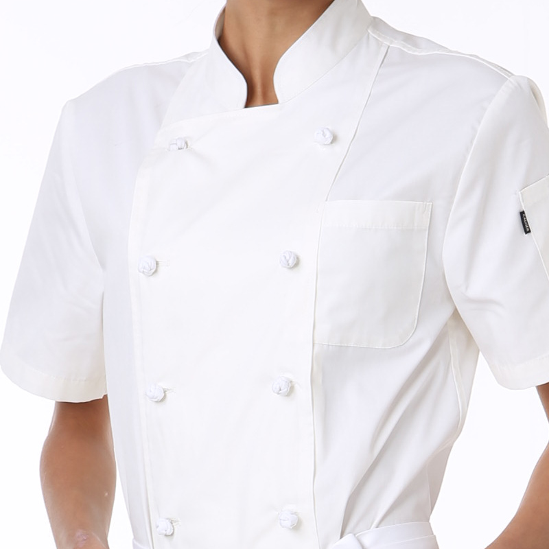 Workwear nam Cahill Chef của ngắn tay quần áo mùa hè Breathable Hotel Restaurant trắng mỏng Chef của