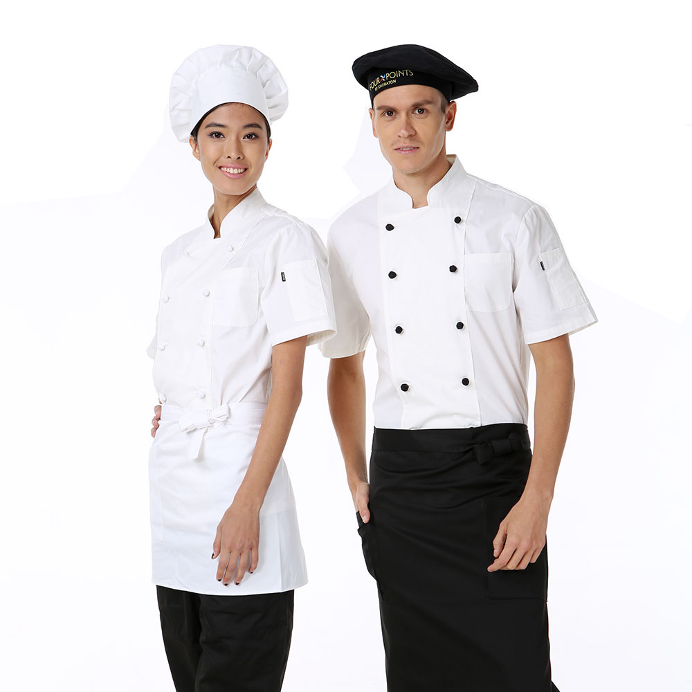 Workwear nam Cahill Chef của ngắn tay quần áo mùa hè Breathable Hotel Restaurant trắng mỏng Chef của