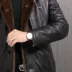 Áo khoác lông chồn dài trùm đầu nam da lỏng lẻo hai lớp da bò da cao cấp Hained leather áo gió - Quần áo lông thú áo choàng nam Quần áo lông thú