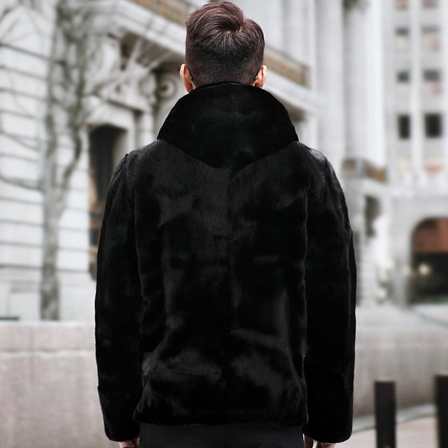 Mink fur coat ຜູ້​ຊາຍ hooded ສັ້ນ Baojiamei fur all-in-one ທຸ​ລະ​ກິດ​ຂົນ​ທໍາ​ມະ​ຊາດ Haining ຂົນ​ແທ້​ລະ​ດູ​ຫນາວ