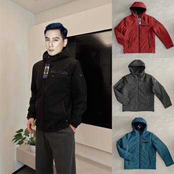 ກະລຸນາຖ່າຍຮູບ! tommy tommy ຜູ້ຊາຍແລະແມ່ຍິງດູໃບໄມ້ລົ່ນແລະລະດູຫນາວອົບອຸ່ນ windproof ແລະກັນນ້ໍາ jacketed hooded ເສື້ອຝ້າຍ