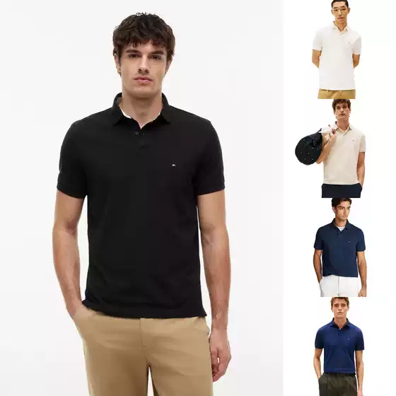 Authentic Tommy Hilfiger Men's American Version Casual Classic Breathable Mesh Cotton Solid Color Short-Sleeve Polo Shirt